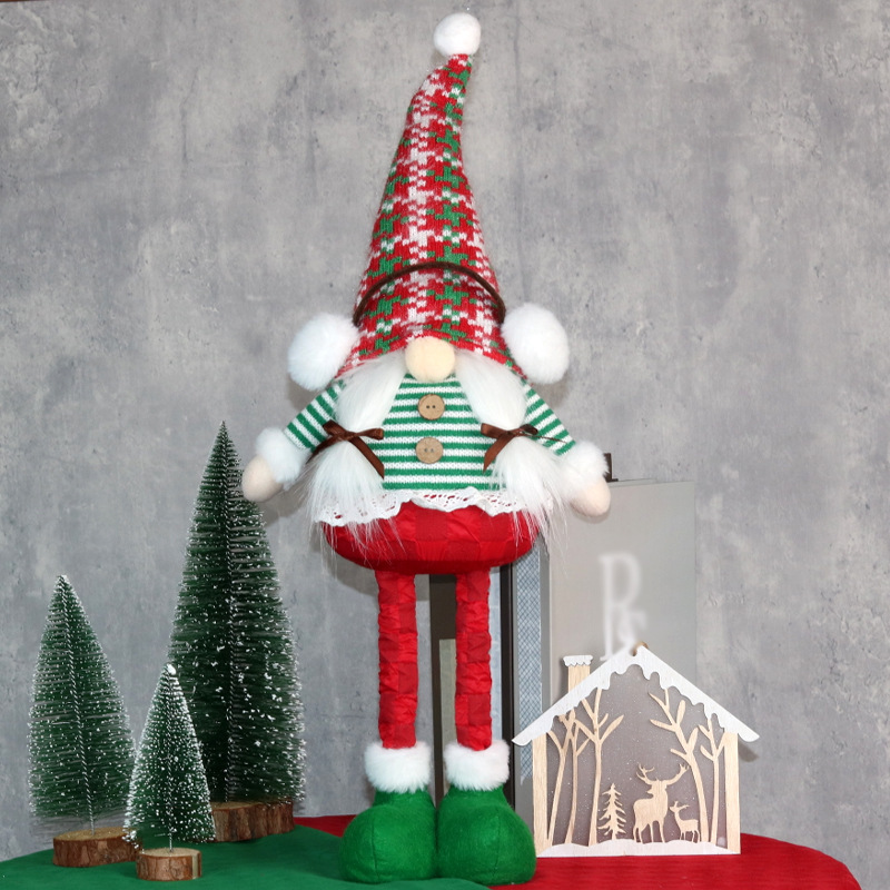 国境を越えた新しいクリスマス人形クリスマス小人顔のない老人人形の伸縮飾りショーウインドーのシーンの配置品|undefined