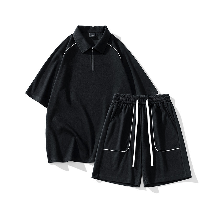 Camiseta polo de manga corta para hombre de verano estilo de puerto relajado juego de dos piezas de deporte casual con un guapo conjunto de ropa
