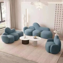 简约现代欧式弧形云朵网红客厅创意艺术沙发羊羔绒科技布艺沙发