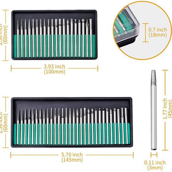 Diamond nail suit grinding head emery 30PC green box grinding needle pre-processing grinding head nail tools