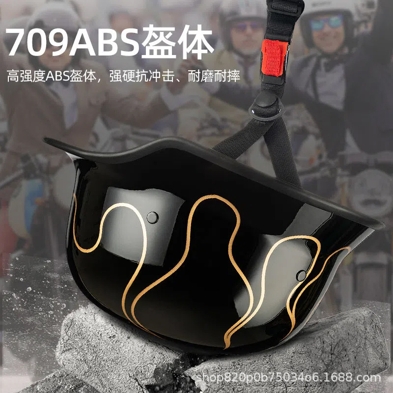 Casco soldado alemán Harley motocicleta retro medio casco de la motocicleta Certificación Nacional primicia casco Four Seasons fábrica al por mayor