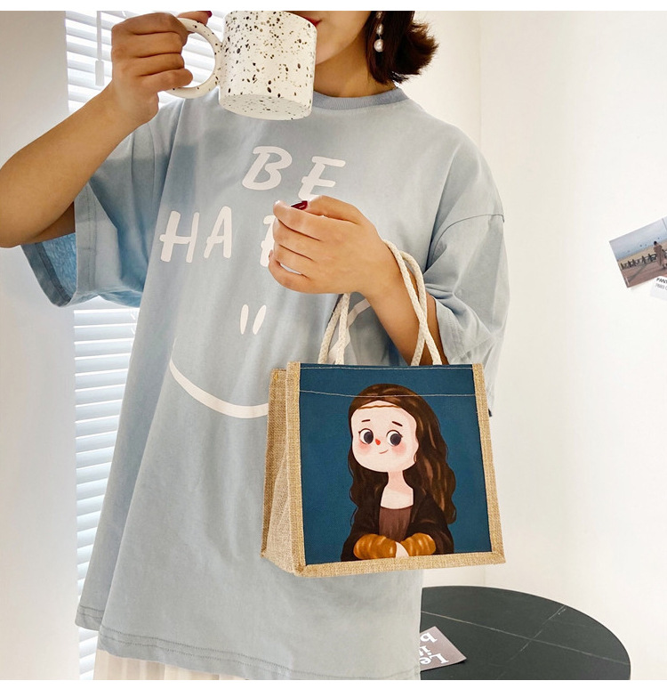 Lindo ins bolsa de almuerzo bolso de trabajo bolsa de almuerzo japonés de gran capacidad bolsa de lona bolsa de Almuerzo