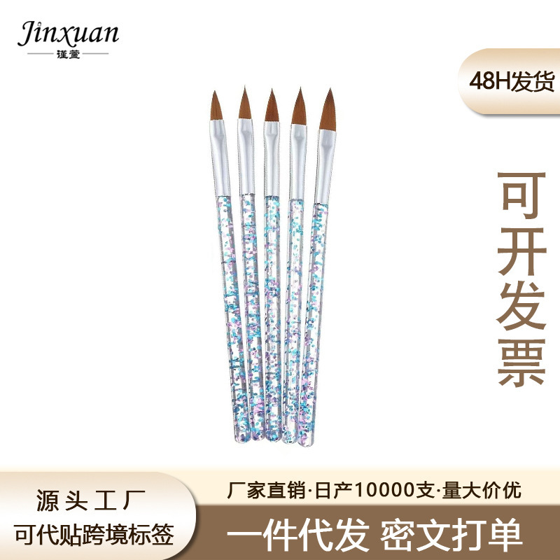 Manicure Pen 5-Pack Crystal Pen Transparent Rod Carved Painting Set Crystal Nail Extension Manicure Tool Art