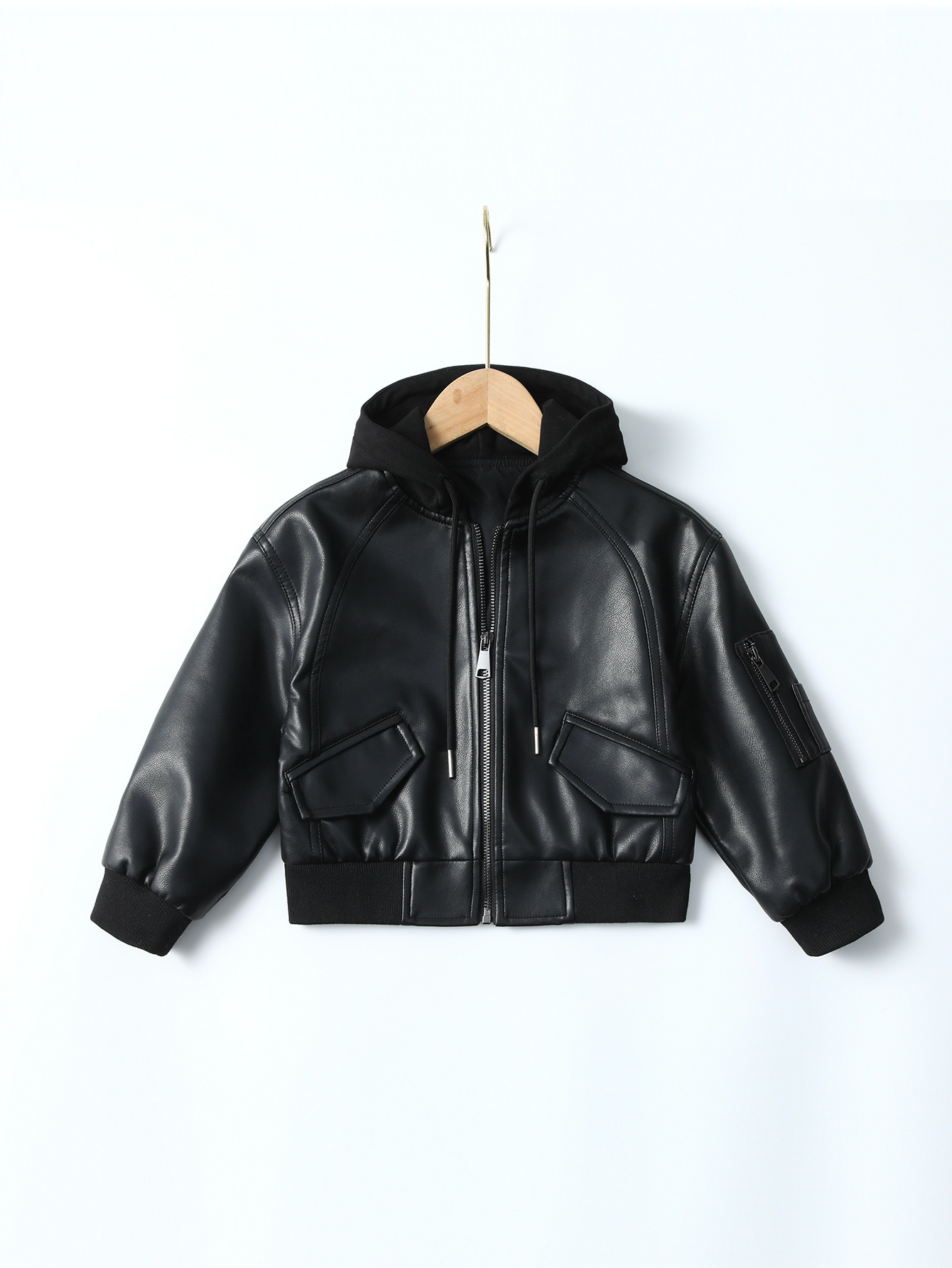 Polyurethane children's demi-season jacket for boys with hood 2