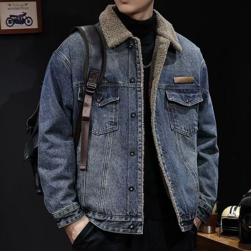 2026 Autumn and Winter New Denim Jacket Trendy Brand New Velvet Thickeneded Retro Loose Jacket Men's Jacket
