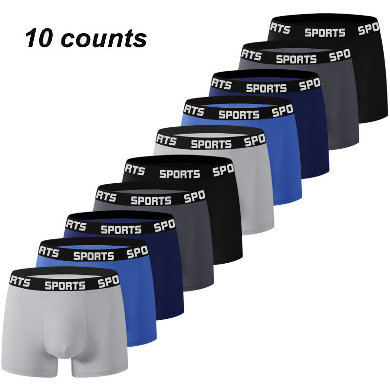 Boxer da uomo traspiranti, intimo sportivo, design ad alta elasticità con quattro angoli, stile europeo/americano, misto cotone e spandex._voghion.com