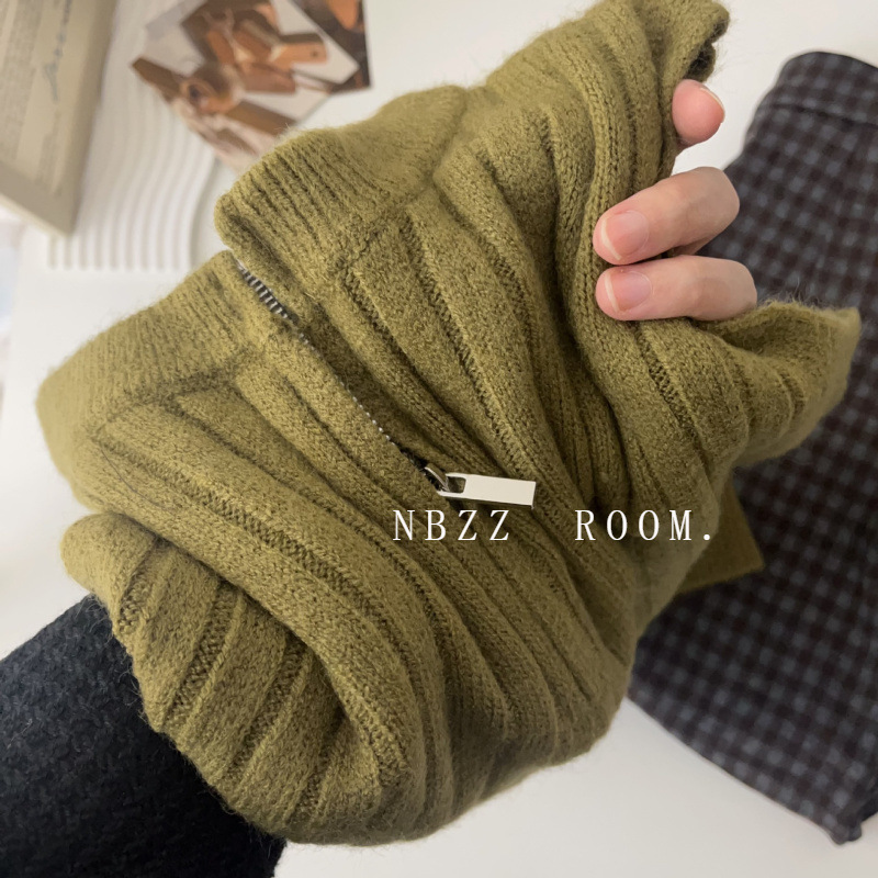 (2개) 가을과 겨울 2024 새로운 복고풍 스타일 세련된 올드 머니 스타일 하프 지프 조끼 스웨터 여성의 단색