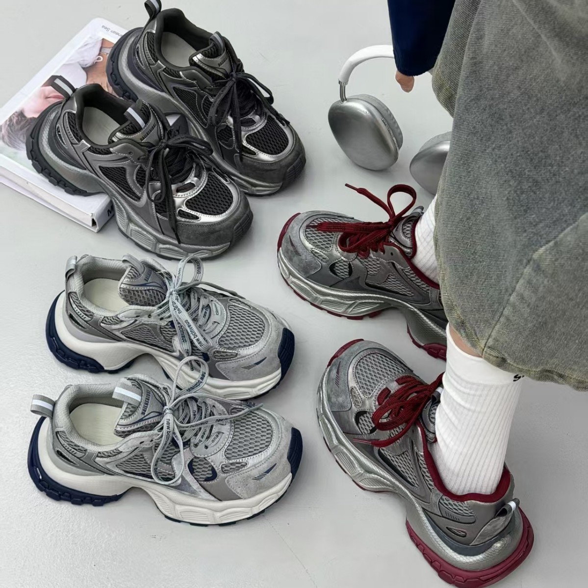 明星同款2025新款老爹鞋厚底吸模底运动百搭运动百搭休闲鞋女鞋子