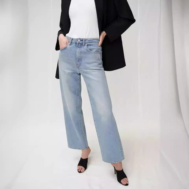 Tot Style High-Waisted Straight-Leg Casual Loose Washed Denim Cropped Pants Nordic Retro Jeans Tot Style High-Waisted Straight-Leg Casual Loose Washed Denim Cropped Pants Nordic Retro Jeans
