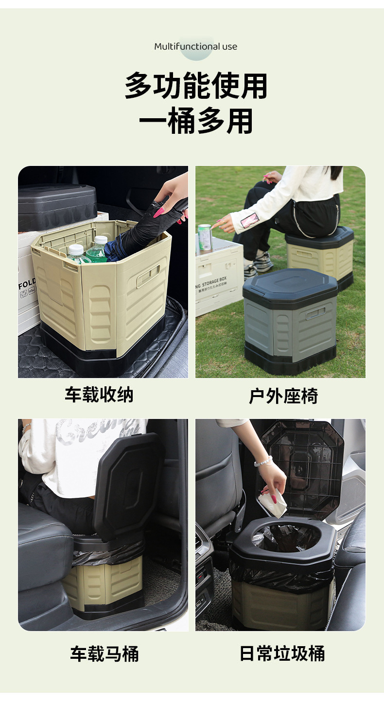 Outdoor Vehicle-Mounted Multifunctional Portable Folding Toilet, Anti-Odor Toilet Seat, Rv Camping Emergency Toilet