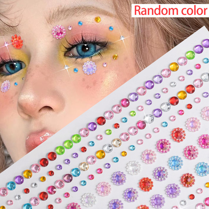 Rainbow Sunflower Diamond Stickers Face Diamond Stage Makeup Makeup Face Stickers Jewelry Nail Eye Makeup Jewelry