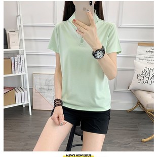 Sports Short-Sleeved Women's Half-Zip Outdoor Summer Stretch Casual T-Shirt Slim Yoga Wear Stand-Up Collar Fitness Top Short t