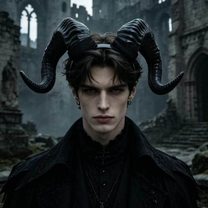 Halloween tocado negro cabra diabólica cuernos corpos de cabello cross-border cosplay gótico fiesta oscura accesorios de vestuario