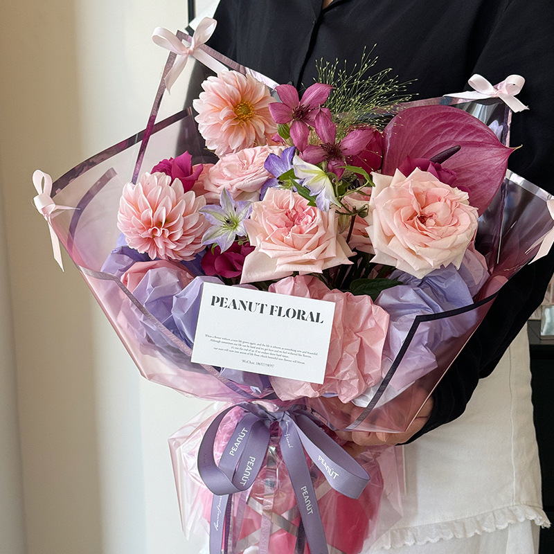 Papel de embalaje de flores de Sydney graduado, papel de embalaje de flores de mano, revestimiento de papel de arrugas de regalo de ensueño, materiales de flor