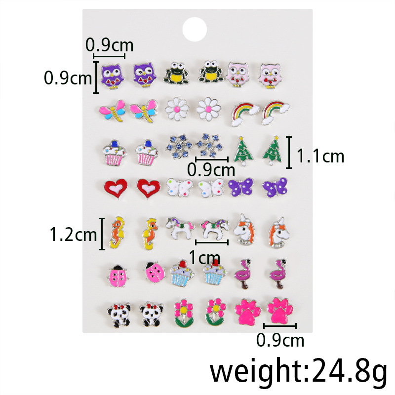 Sweet Animal Flower Snowflake Alloy Enamel Butterfly Womenu0027S Ear Studs 1 Set