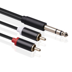 Cross-border new gold-plated 6.35mm TRS to dual RCA male audio cable 3m mixing console power amplifier connection cord