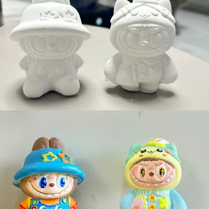 拉布布儿童玩具diy手工涂鸦夜市摆摊白胚批发涂色石膏娃娃工厂