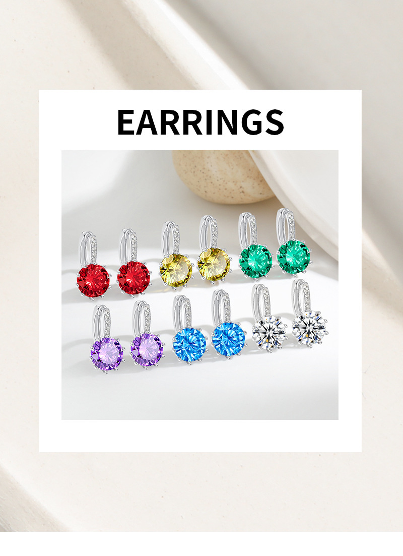5g Weight 1 Pair Shiny Round Inlay Copper Zircon Earrings