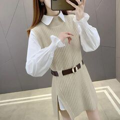 腰带装饰马甲衬衫两件套女秋冬季2025年新款气质洋气减龄职业套装