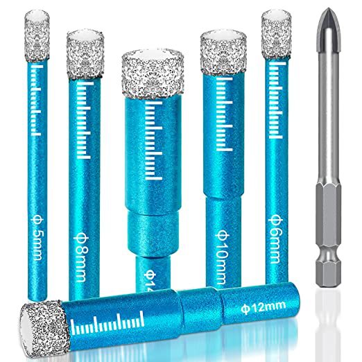 金刚石干打钎焊开孔器 5/6/8/10/12/14 mm +六角柄十字开孔钻