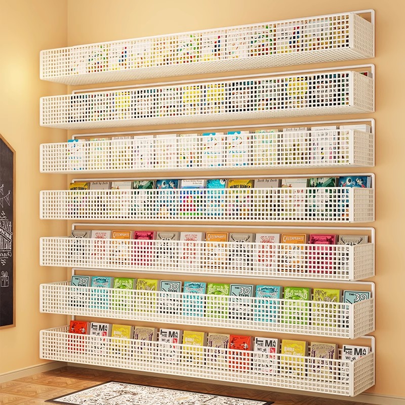 Ultra-Thin Children's Picture Book Rack Behind the Gap Door, Multi-Layer Wall-Mounted Iron Bookshelf, 8cm Gap Book Organizer