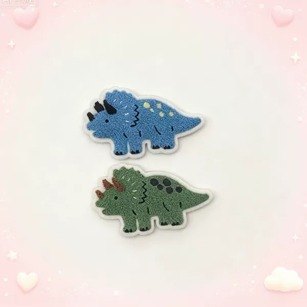 Cartoon Dinosaur Towel Embroidery Hair Fringe Patch, Plush Versatile Cute Face-Washing Hair Accessory, Adorable Headwear Hair Ornament