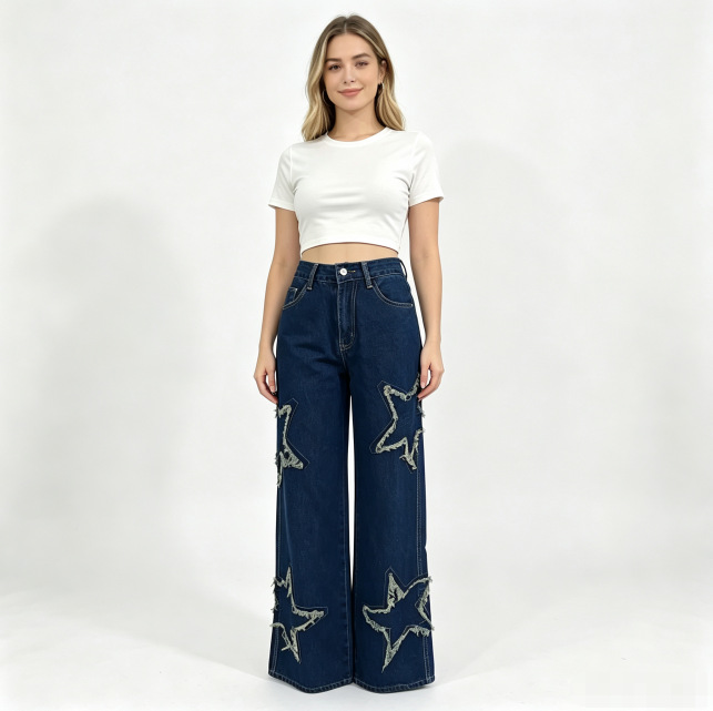 Jeans Rectos de Tiro Alto para Mujer de Mezclilla de Algodón, Cintura Alta, Lavado Retro, para Moda Callejera