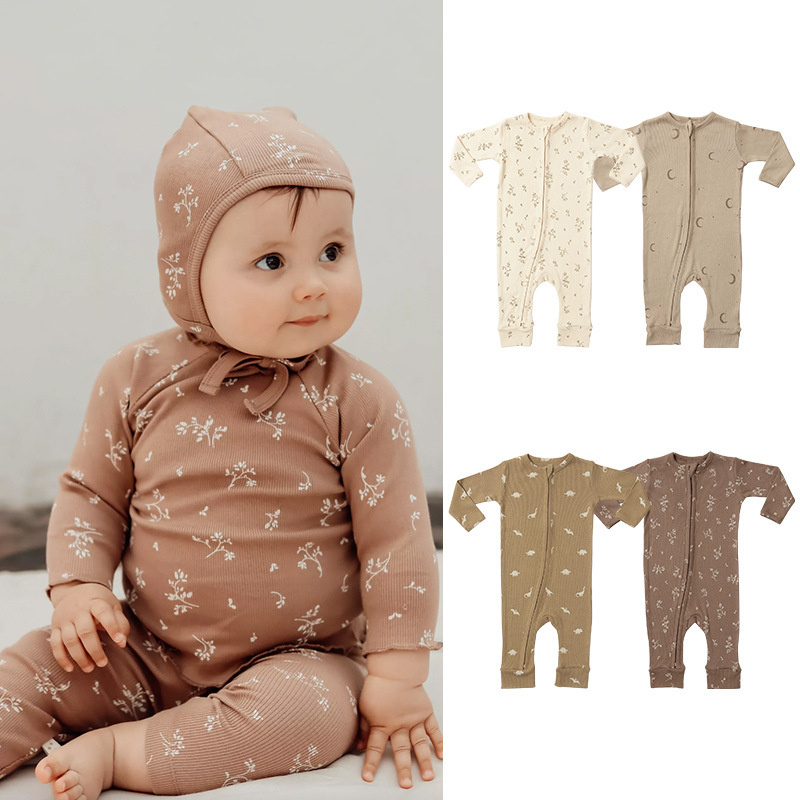 Carefully Selected European and American Style Baby Rompers, Spring Style for Boys and Girls, Pure Cotton Jumpsuits, Long-Sleeve Baby Crawling Suits for Outdoor Wear