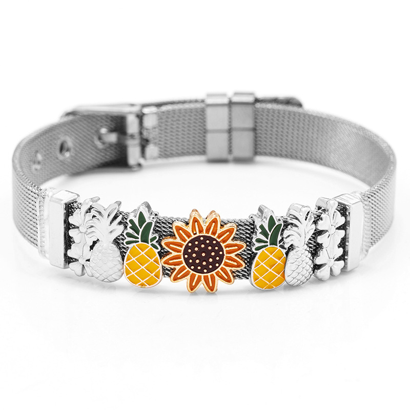 Daily Occasion Sweet Flower Pineapple Stainless Steel Plating Watch Strap