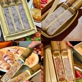 密胺仿竹筒虾滑盘商用火锅虾滑套装餐具创意三色虾滑鱼滑制作模具