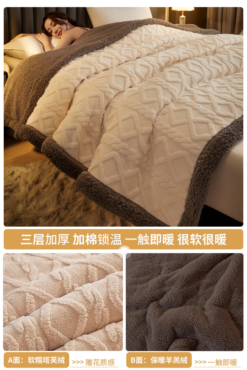 Tafu terciopelo edredón engrosado invierno manta dormitorio de estudiantes manta siesta oficina terciopelo de leche edredón de lana de cordero