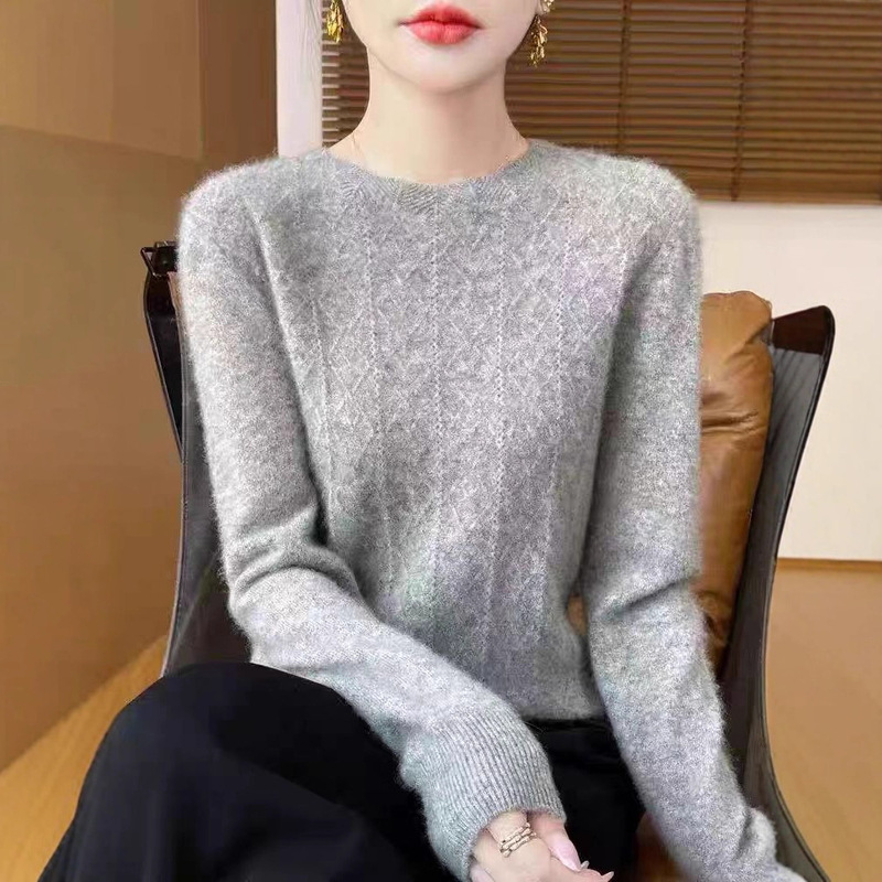 羊绒毛衣女25秋冬新款圆领打底衫加厚针织衫内搭宽松纯色上衣保暖|undefined