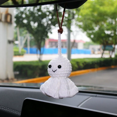 Car Interior Decorations for Girls, Cute Sunny Dolls, Safe Rearview Mirror Pendants, Plush Car Pendants
