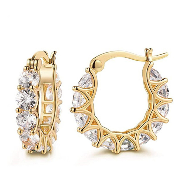 Cao Shi fashion ins style earrings female French style full inlaid zircon lace earrings U-shaped earrings cross-border e-commerce hot sale
