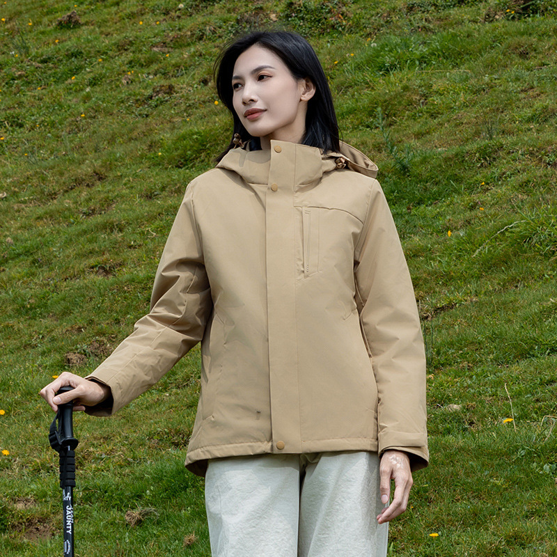 Ropa de asalto para mujeres al aire libre a prueba de viento impermeable 3 - en - 1 ropa de montaña para hombres sensación de alto nivel de invierno y otoño abrigo de terciopelo image 8