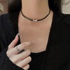 Brand necklace with bow, trend accessory, advanced choker, high-quality style