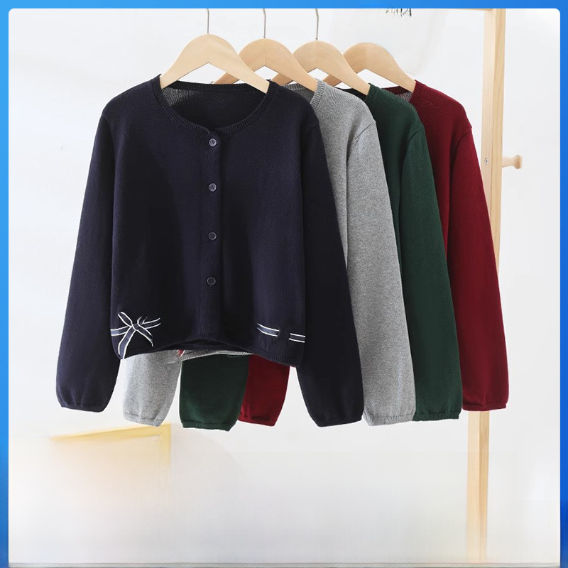 23 New Cardigan ins Style Children's Knitted Sweater Coat Men's and Women's Coat European and American Fashion Simple Children's Wear