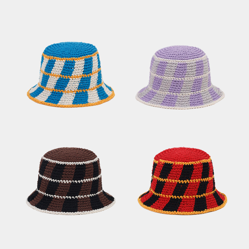 Frau Elegant Basic Farbblock Handgemacht Große Traufen Bucket Hat display picture 1