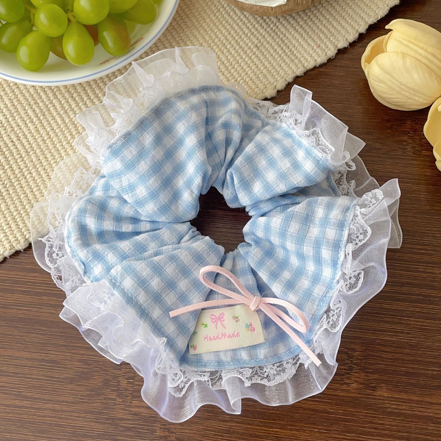 Encaje retro francés, diadema de intestino grueso, mujer 2025, nuevo estilo, cuerda para el cabello, banda de goma, lazo, dulce cuerda para el cabello, accesorios para el cabello