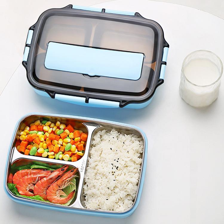Caja de almuerzo estilo influencer, compartimentos, acero inoxidable 304, para estudiantes