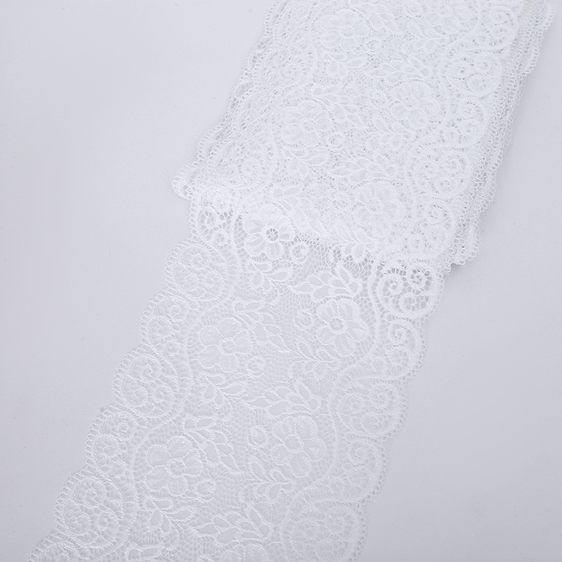 Spandex de encaje de nylon de encaje elástico multicolor opcional accesorios de ropa de las mujeres materiales de ropa al por mayor