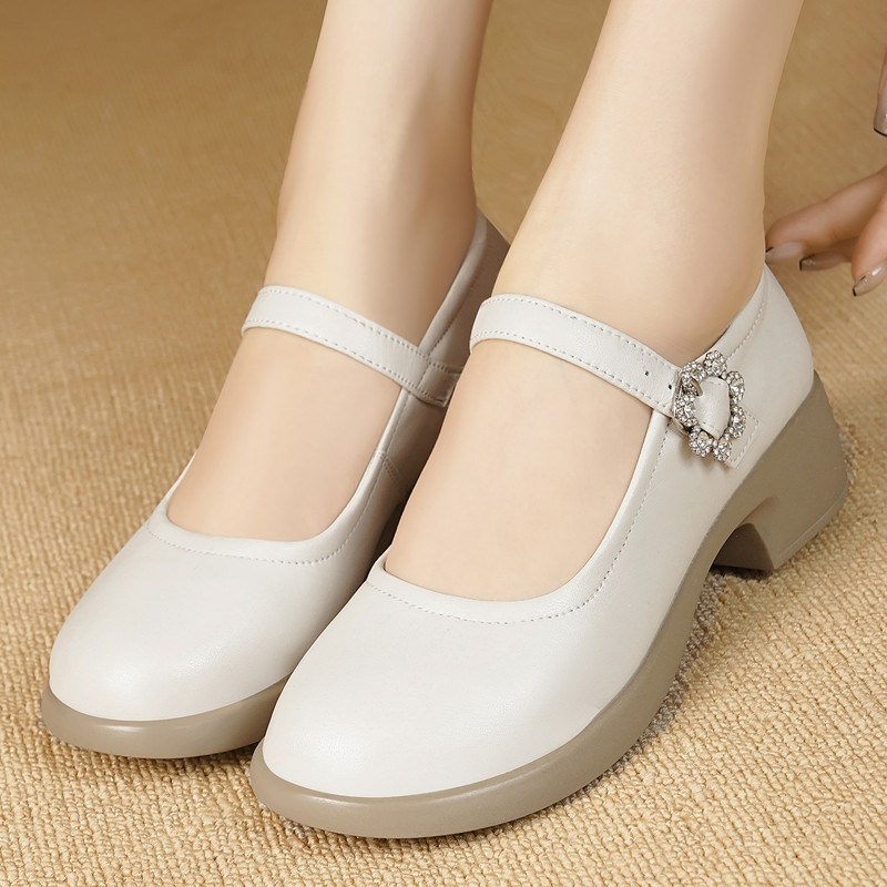 Summer soft leather soft bottom chunky heel single-layer shoes women's soft surface comfortable women's shoes mid heel mother dancing shoes middle-aged women's leather shoes Summer soft leather soft bottom chunky heel single-layer shoes women's soft surface comfortable women's shoes mid heel mother dancing shoes middle-aged women's leather shoes
