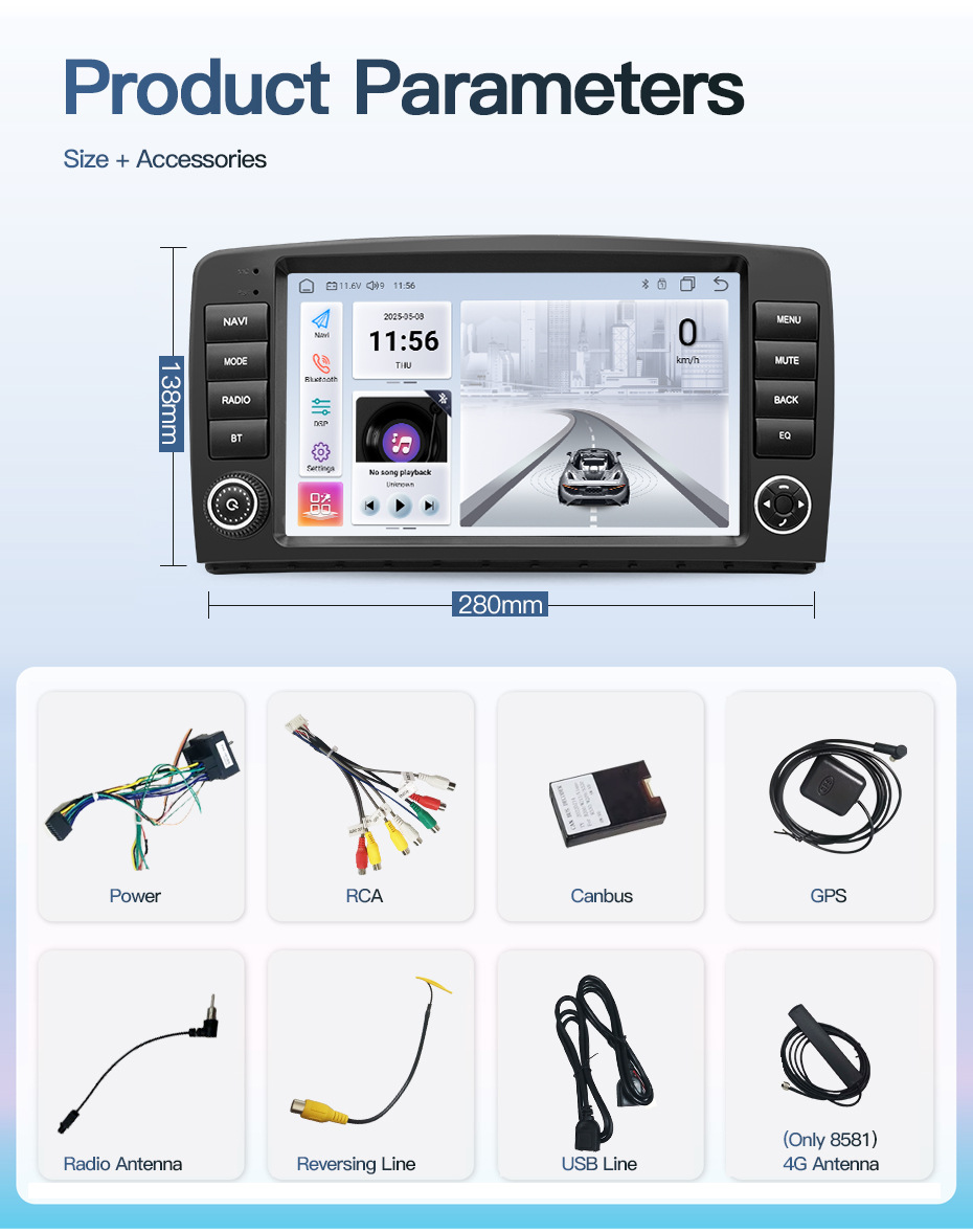 Applicable to All Mercedes-Benz R-Class Models W251 R300 R320 R350 R450 Car Central Control Navigation Reversing Camera