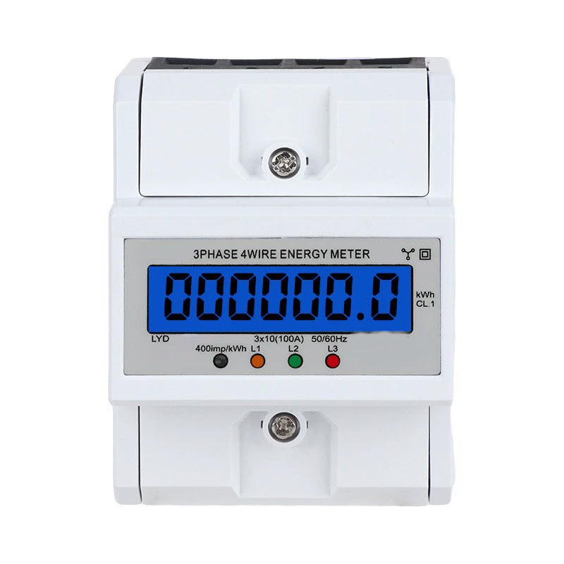 Трехфазный четырехпроводный амперметр 4P с подсветкой, 380В, рельсовый счетчик энергии с цифровым дисплеем, английская версия, доступен для обработки со склада.