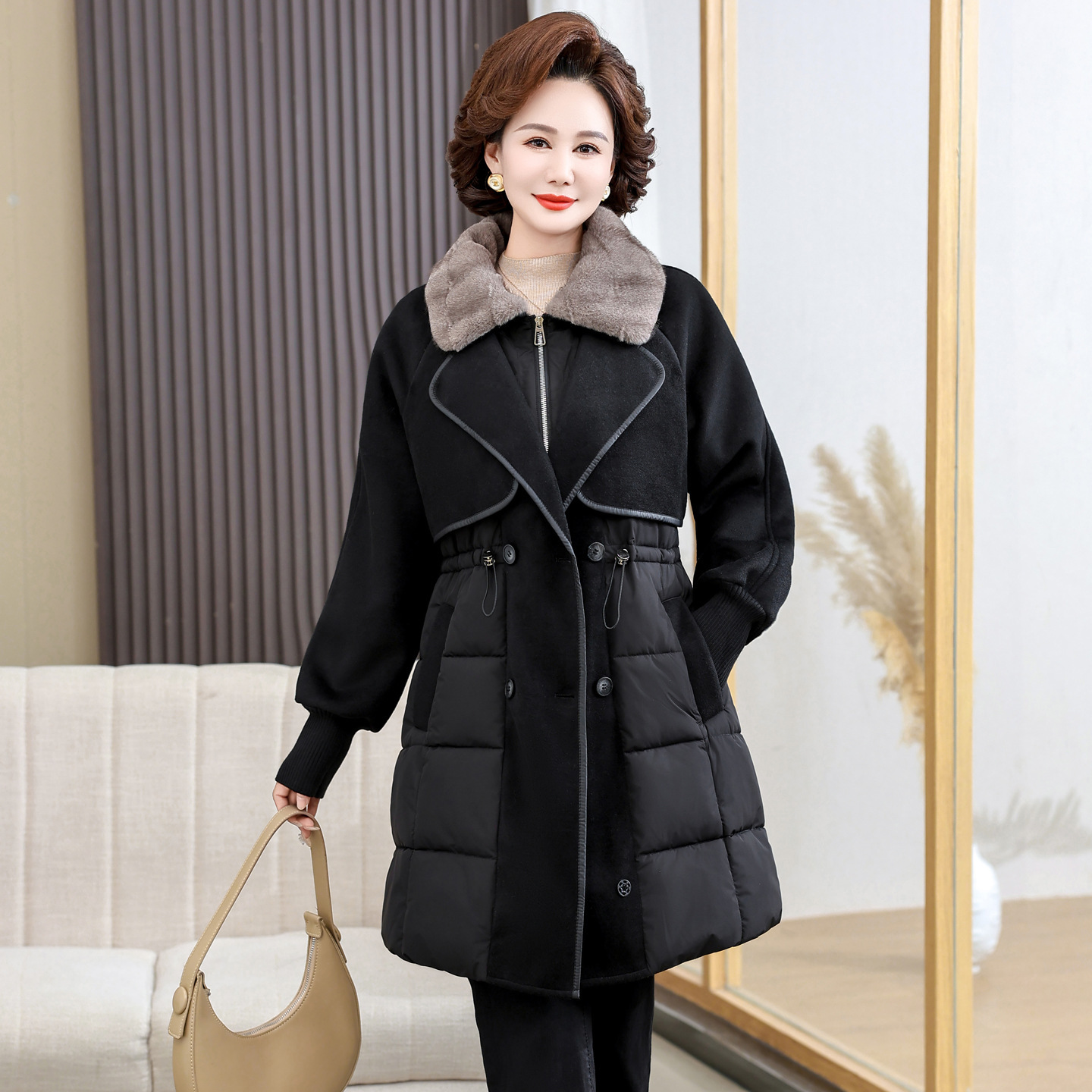 2025 invierno nuevo abrigo de algodón de pluma para mujeres de largo y grueso abrigo de algodón de moda versátil chaqueta de algodón madres de mediana edad image 7