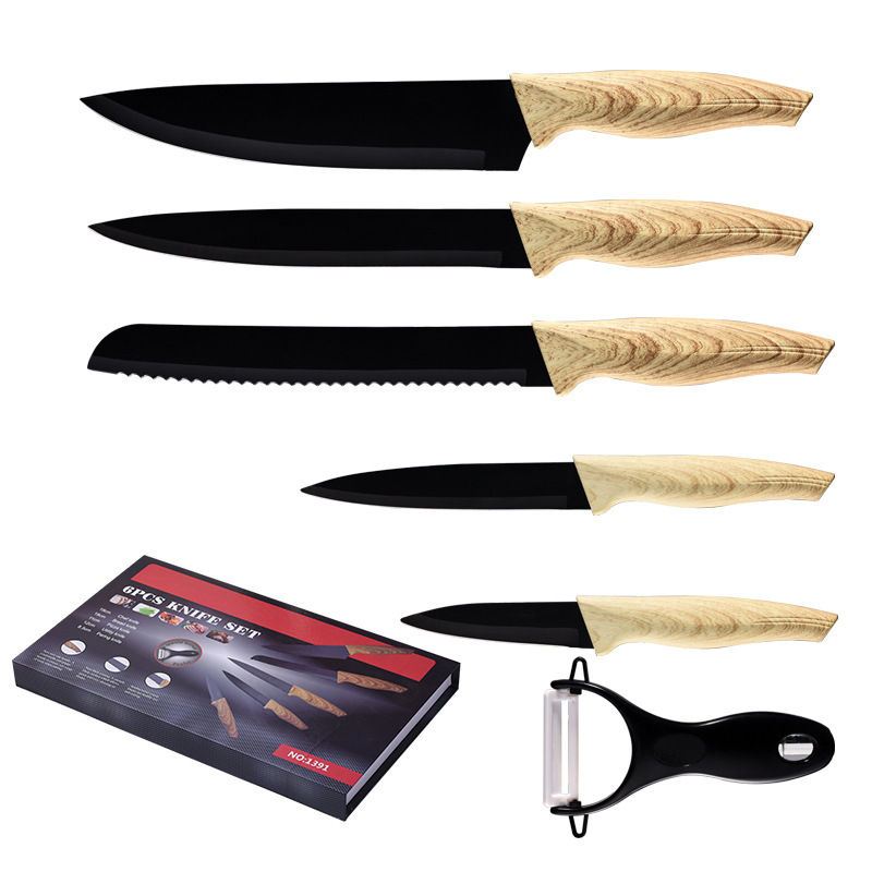 Amazon transfronteriza cuchillo de cocina traje de aprobación mango cuchillo antiadherente caja de regalo conjunto cuchillo yangjiang cuchillo al por mayor afilado