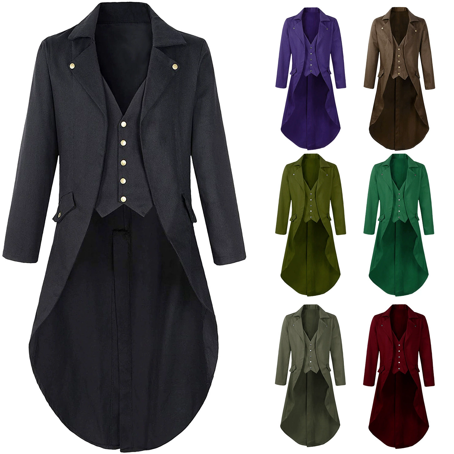 Новый трансграничный мужской костюм на Хэллоуин, готический черный пиджак в стиле стимпанк в викторианском стиле VTG.