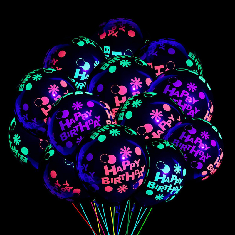 Feliz cumpleaños Neon Glow Balloons Glow in Blacklight Fluores