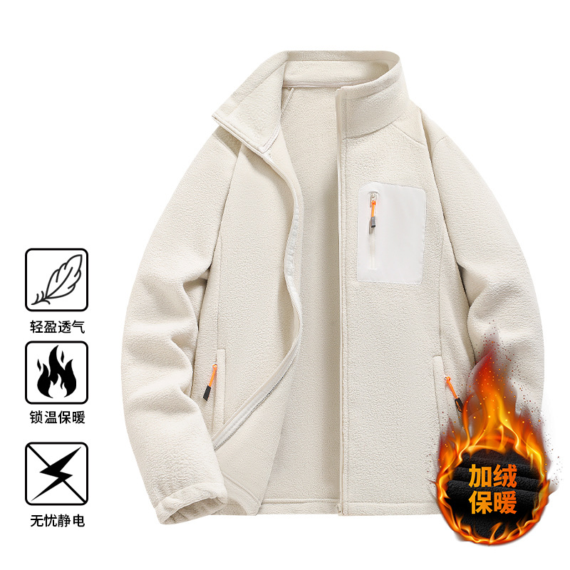 Otoño y invierno nuevo tipo de chaqueta de terciopelo para hombres y mujeres con terciopelo caliente de cuello relajado de grano de agitación casual chaqueta de terciopelo para hombres