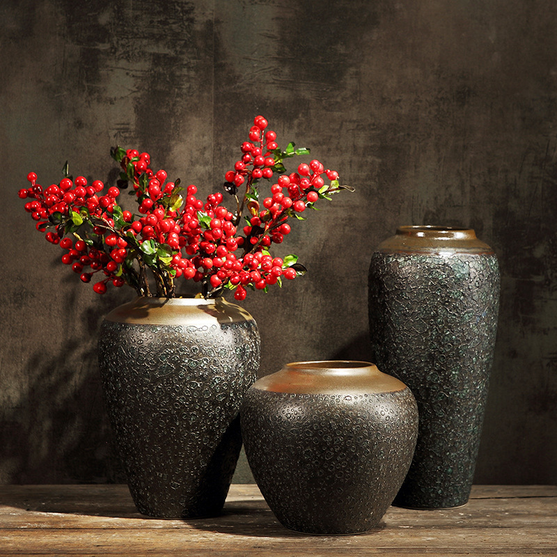 Handmade Rustic Pottery Flower Vessel, Vintage Imitation出土陶罐, Jingdezhen Pottery Ceramic Vase, Japanese Tea Room Zen Flower D& Handmade Rustic Pottery Flower Vessel, Vintage Imitation出土陶罐, Jingdezhen Pottery Ceramic Vase, Japanese Tea Room Zen Flower D&